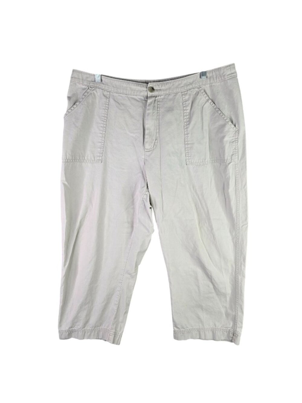 Womens Woolrich Beige Casual Cotton Capris Pants Front & Back Pockets Size 18